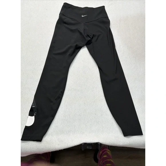 NIKE Black One Dri-Fit Swoosh Run Mid-Rise 7/8 Active Running Leggings Size S - Picture 14 of 15